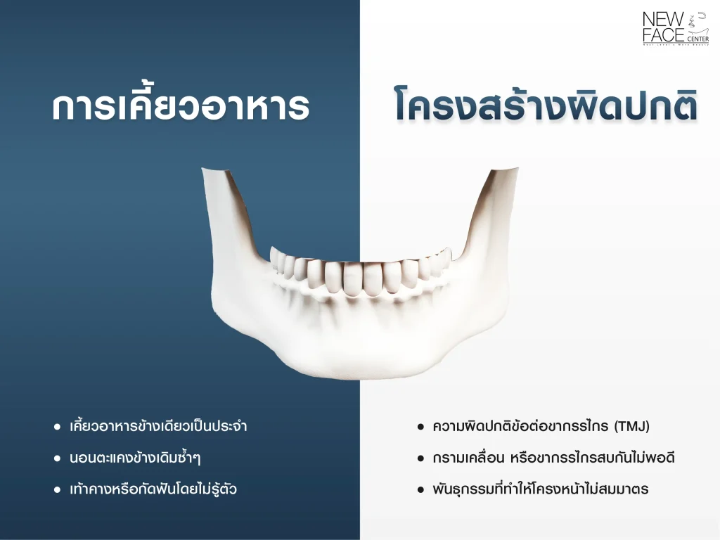 กรามไม่เท่ากัน เกิดจากอะไร มีสาเหตุจากอะไรบ้าง ?